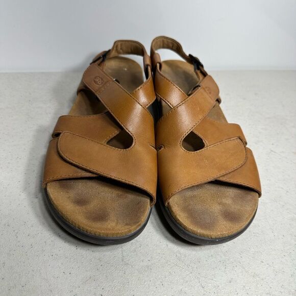 SAS Huggy Brown Leather Adjustable Strap Slingback Buckle Sandals 9,5N - Picture 3 of 8